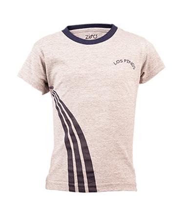 <p>Camiseta. Gris jaspeado. Cuello y sello azul marino. Jersey polialgodon.</p>

<p>&nbsp;</p>
