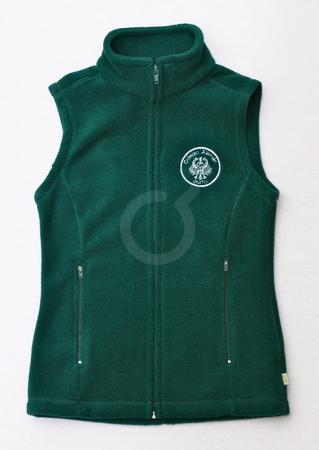 <p>Chaleco abierto. Bolsillos con cierre. Sello blanco. Cintura marcada. Verde. Polar.</p>
