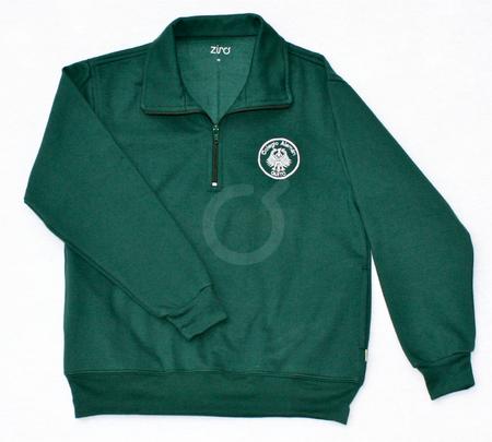 <p>Buzo cerrado con bolsillos. Cuello alto con cierre. Verde. Sello bordado blanco. Fleece perchado.</p>
